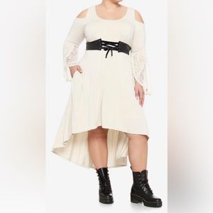 ✨ HOST PICK ✨ Ivory and Lace Cold Shoulder Hi-Low Dress Plus Size